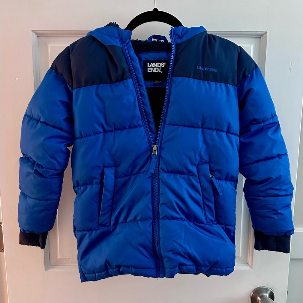 Lands End boys puffer lined parka, sz XS (5/6)
